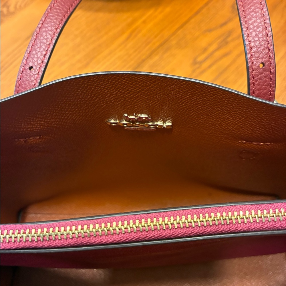 COACH Leather MOLLIE 25 Shoulder Crossbody Tote Cherry/Gold C4084 - Picture 5 of 6